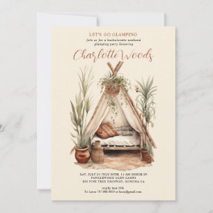 Invitación Fiesta de acampada de soltera con glamour acuática