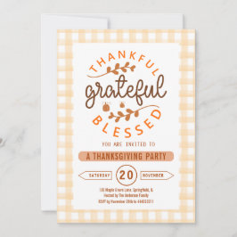 Invitación Fiesta de Acción de Gracias Agradecido Bendito
