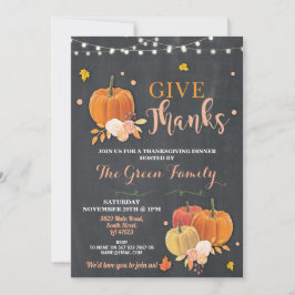 Invitación Fiesta de Acción de Gracias Cae Cena Rústica de Lu