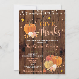 Invitación Fiesta de Acción de Gracias Cena de Calabaza de Ma