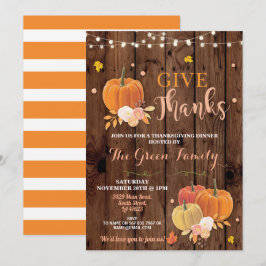 Invitación Fiesta de Acción de Gracias Cena de Calabaza de Ma