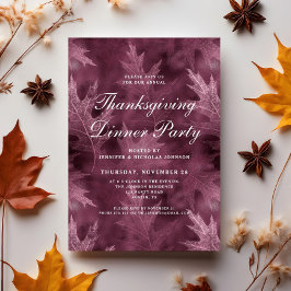 Invitación Fiesta de Acción de Gracias Cena de Hojas de Otoño