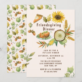 Invitación Fiesta de Acción de Gracias de Amigos con Girasole