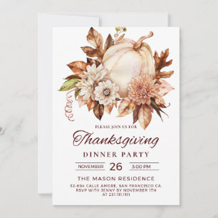 Invitación Fiesta de Acción de Gracias de Calabaza Elegante