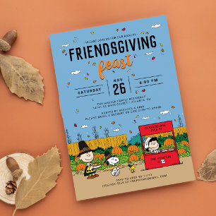 Invitación Fiesta de Acción de Gracias de Charlie Brown y la 