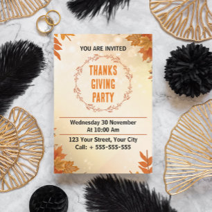 Invitación Fiesta de Acción de Gracias de Cream Moderno