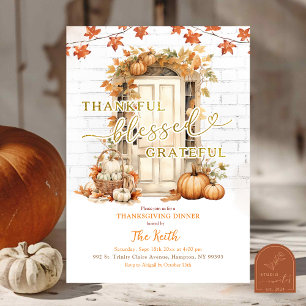Invitación Fiesta de Acción de Gracias de Hojas de Otoño