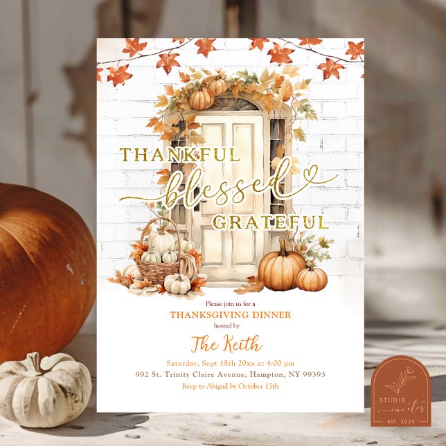 Invitación Fiesta de Acción de Gracias de Hojas de Otoño (Subido por el creador)