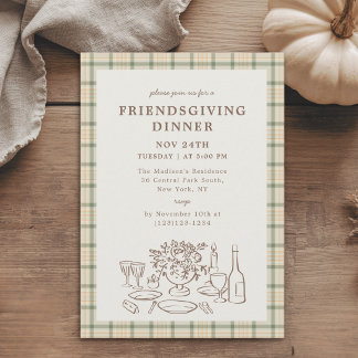 Invitación Fiesta de Acción de Gracias de Otoño con Cuadros R