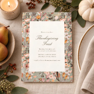 Invitación Fiesta de Acción de Gracias Elegante Escritura de