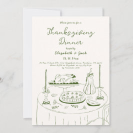 Invitación Fiesta de Acción de Gracias en mesa dibujada a man