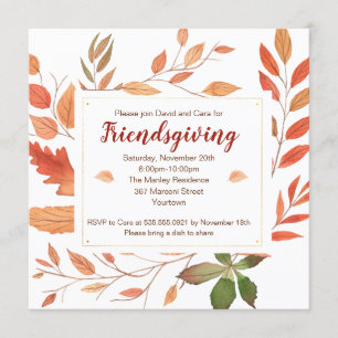 Invitación Fiesta de Acción de Gracias Friendsgiving entre Ho