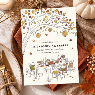 Invitación Fiesta de Acción de Gracias Friendsgiving Otoño