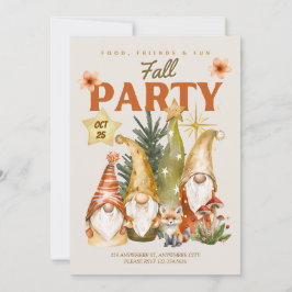 Invitación Fiesta de Acción de Gracias Otoñal de Gnomos