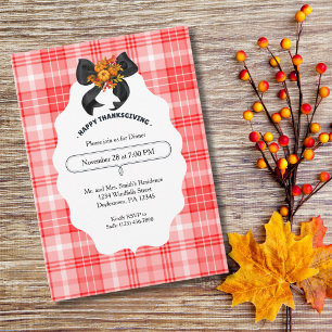 Invitación Fiesta de Acción de Gracias Plaid, rústico granjer