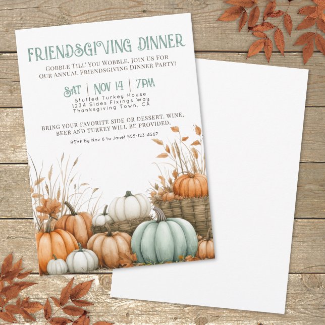 Invitación Fiesta de Acción de Gracias por Cenar Amistad con  (Thanksgiving Dinner Friendsgiving Party Invitation)
