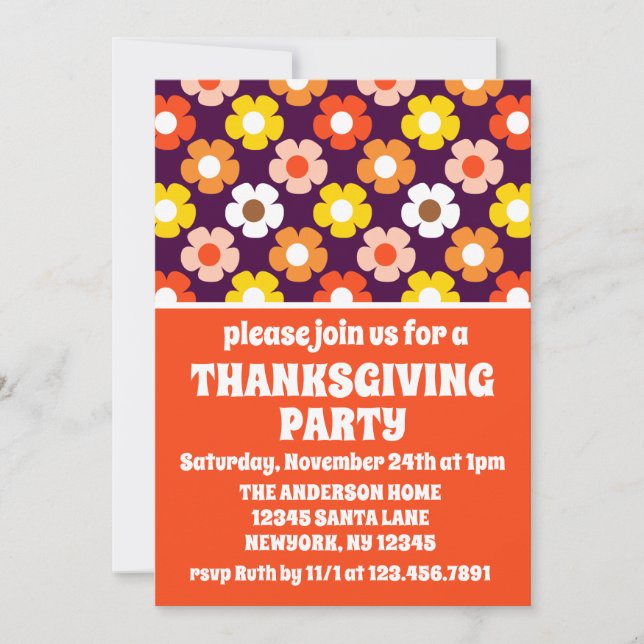 Invitación Fiesta de Acción de Gracias Purple Fall (Anverso)