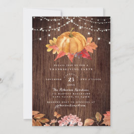 Invitación Fiesta de Acción de Gracias Rustic Wood & String L