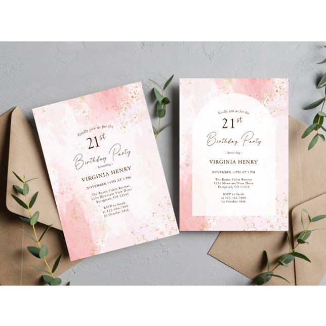 Invitación Fiesta de acuarela 21º cumpleaños (Subido por el creador)