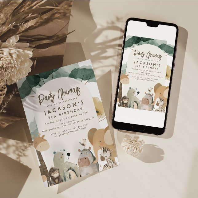 Invitación Fiesta de acuarela Animales Fiesta de cumpleaños (Subido por el creador)