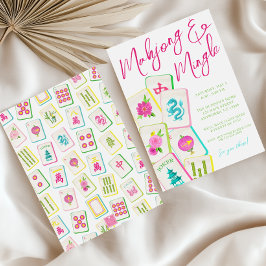 Invitación Fiesta de acuarela brillante Mahjong Tiles