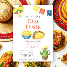 Invitación Fiesta de Acuarela Cumpleaños Uno