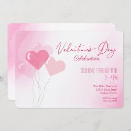 Invitación Fiesta de acuarela de globos rosados el día de San