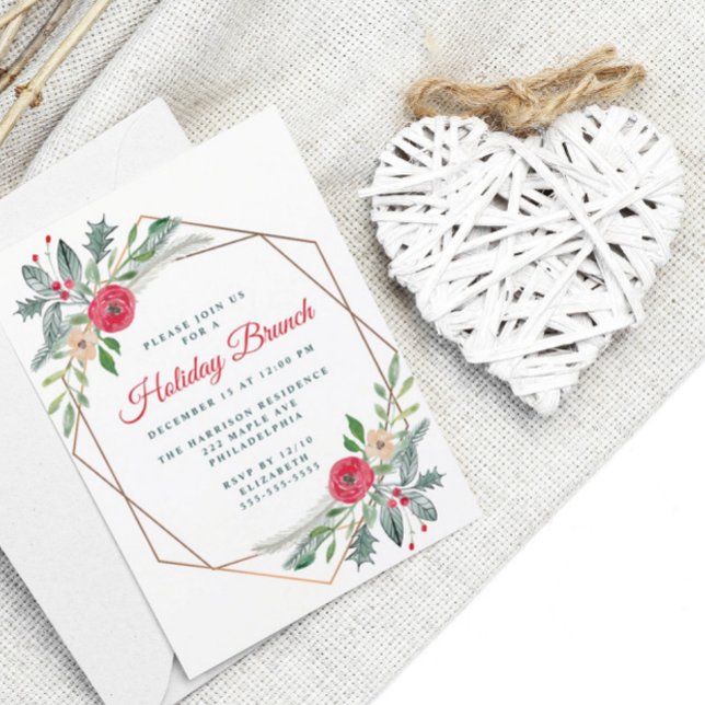 Invitación Fiesta de acuarela de Holiday Brunch Greenery (Subido por el creador)