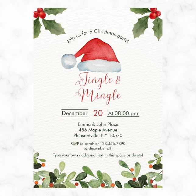 Invitación Fiesta de acuarela de jingle y mingle (Subido por el creador)