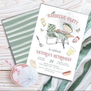 Invitación Fiesta de Acuarela de Jubilación de Barbacoa