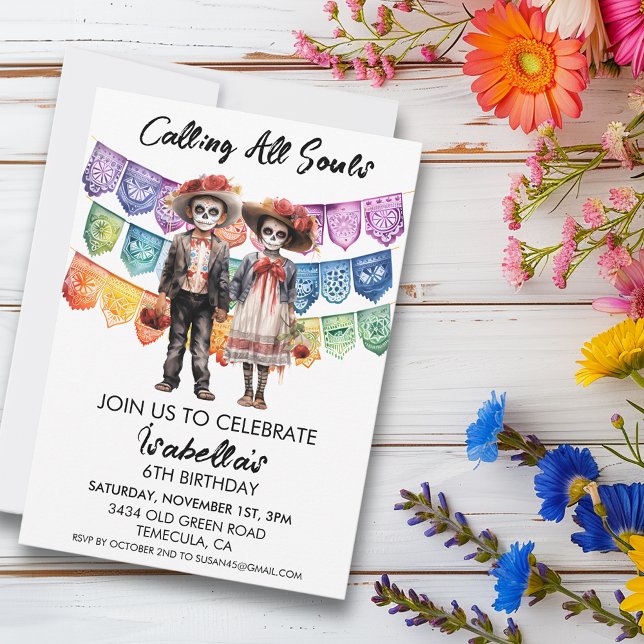 Invitación Fiesta de acuarela del Día de los Muertos (Subido por el creador)