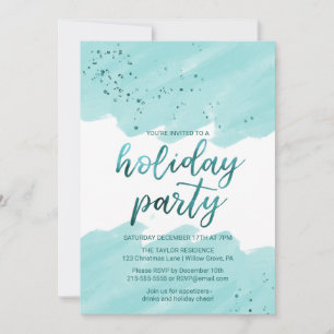 Invitación Fiesta de acuarela verde azulada