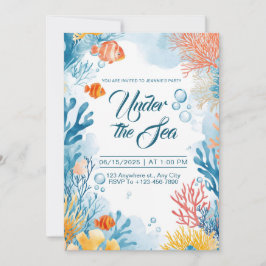 Invitación Fiesta de Acuarela Vibrante Bajo el Mar