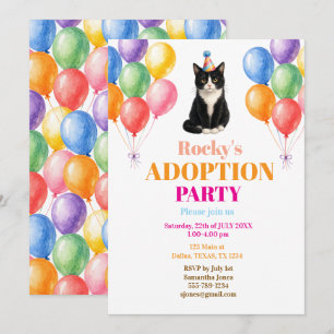 Invitación Fiesta de Adopción Día de captura Gato esmoquin Ma