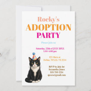 Invitación Fiesta de Adopción Día de captura Gato esmoquin Ma