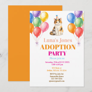Invitación Fiesta de Adopción Día de la captura Gato Calico M