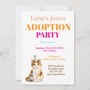 Invitación Fiesta de Adopción Día de la captura Gato Calico M