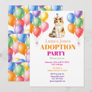 Invitación Fiesta de Adopción Día de la captura Gato Calico M