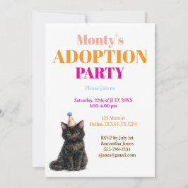 Invitación Fiesta de Adopción Día de la captura Gato Negro Ma