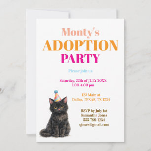 Invitación Fiesta de Adopción Día de la captura Gato Negro Ma