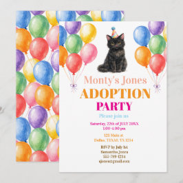 Invitación Fiesta de Adopción Día de la captura Gato Negro Ma