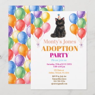 Invitación Fiesta de Adopción Día de la captura Gato Negro Ma