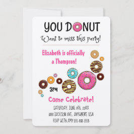 Invitación Fiesta de Adopción Fiesta de Donut Rosa Moderno