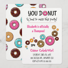Invitación Fiesta de Adopción Fiesta de Donut Rosa Moderno