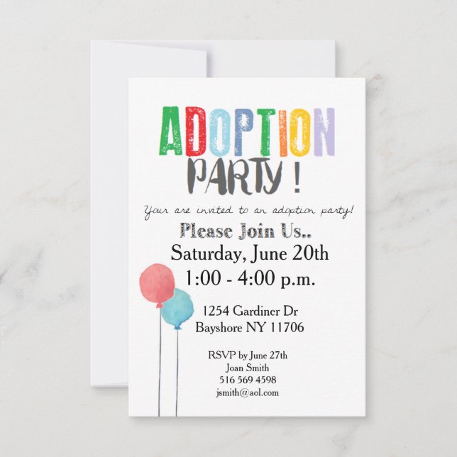 Invitación Fiesta de Adopción Invita (Anverso)