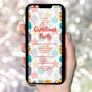 Invitación Fiesta de adornos de árbol de navidad vintage