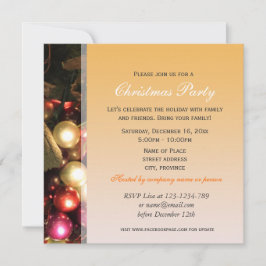 Invitación fiesta de adornos decorativos de Navidades amarill