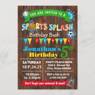 Invitación fiesta de agua de verano, cumpleaños y fiesta depo