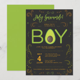 Invitación Fiesta de aguacate Baby Shower Boy Guacamole Taco