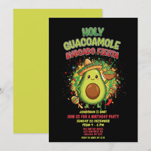 Invitación Fiesta de Aguacate Holy Guacamole Cumpleaños de Ni